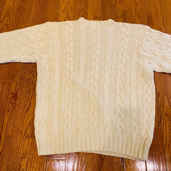 Vintage Polo Ralph Lauren Linen Blend Chunky Cable Knit Sweater Size Large Ivory - Picture 15 of 15